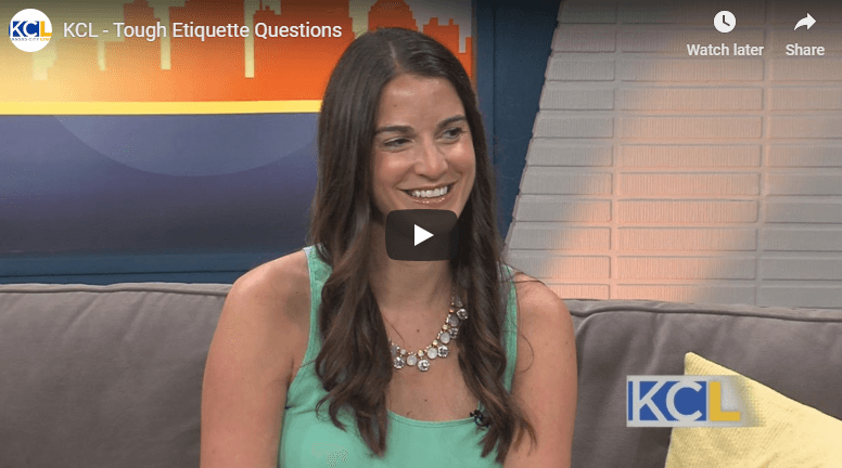 Tricky Etiquette Dilemmas on KC Live television this morning! Can you ask for money instead of wedding gifts? When is it okay to start eating at a table? Great questions in the clip!:)