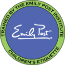 Emily Post Institute certification badge for children's etiquette